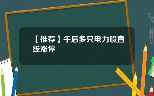 【推荐】午后多只电力股直线涨停