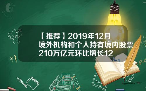 【推荐】2019年12月境外机构和个人持有境内股票210万亿元环比增长12