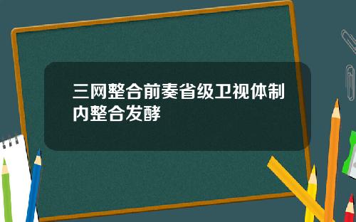 三网整合前奏省级卫视体制内整合发酵