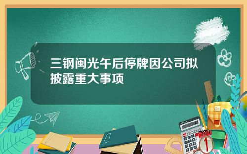 三钢闽光午后停牌因公司拟披露重大事项