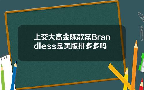 上交大高金陈歆磊Brandless是美版拼多多吗