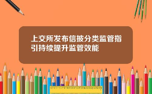 上交所发布信披分类监管指引持续提升监管效能