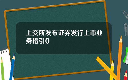 上交所发布证券发行上市业务指引0