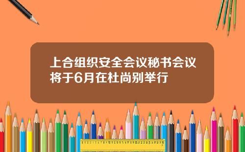 上合组织安全会议秘书会议将于6月在杜尚别举行