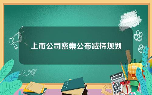 上市公司密集公布减持规划