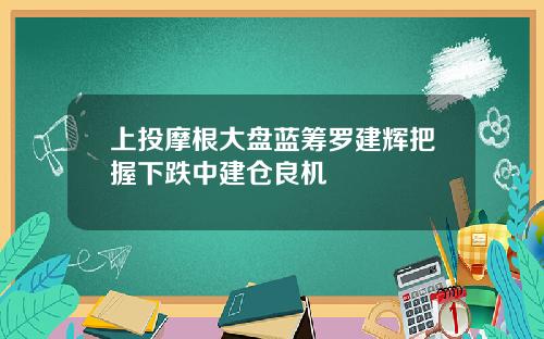 上投摩根大盘蓝筹罗建辉把握下跌中建仓良机