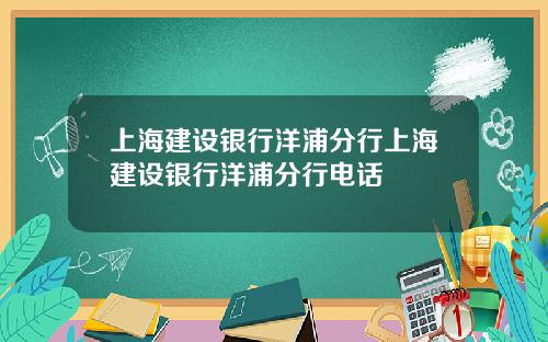 上海建设银行洋浦分行上海建设银行洋浦分行电话