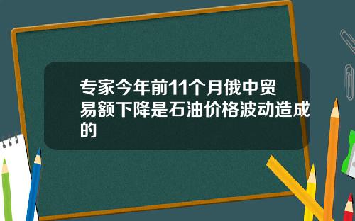 专家今年前11个月俄中贸易额下降是石油价格波动造成的