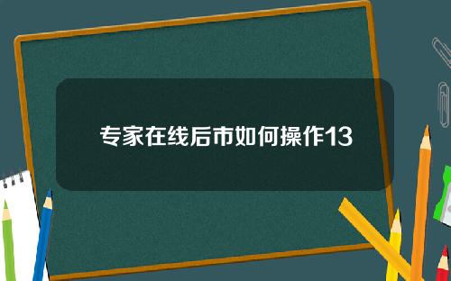 专家在线后市如何操作13