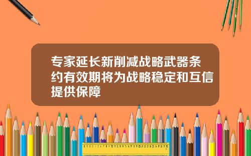 专家延长新削减战略武器条约有效期将为战略稳定和互信提供保障