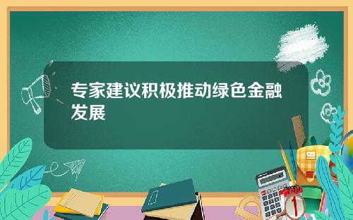 专家建议积极推动绿色金融发展