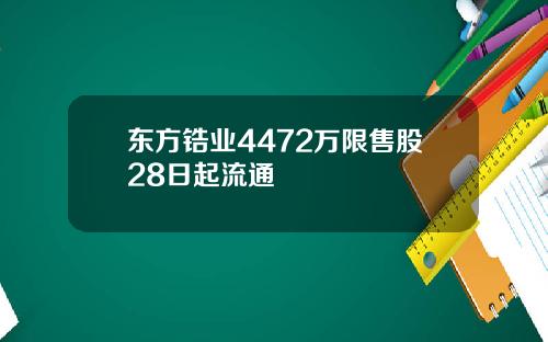 东方锆业4472万限售股28日起流通