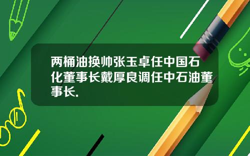 两桶油换帅张玉卓任中国石化董事长戴厚良调任中石油董事长.