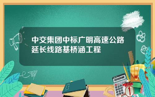 中交集团中标广明高速公路延长线路基桥涵工程