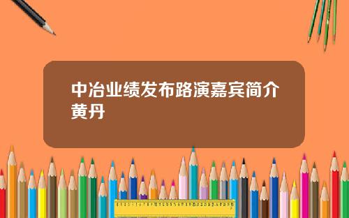 中冶业绩发布路演嘉宾简介黄丹