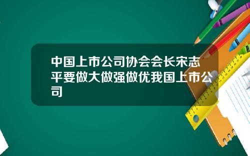 中国上市公司协会会长宋志平要做大做强做优我国上市公司