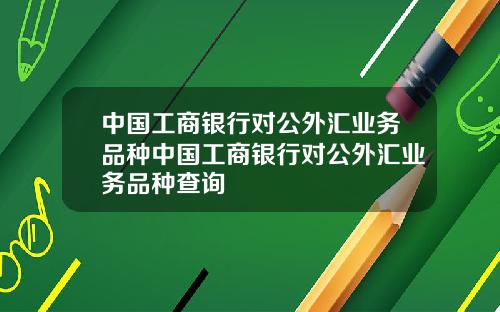 中国工商银行对公外汇业务品种中国工商银行对公外汇业务品种查询