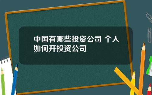 中国有哪些投资公司 个人如何开投资公司