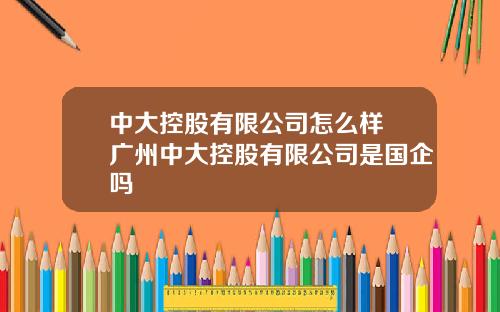 中大控股有限公司怎么样 广州中大控股有限公司是国企吗