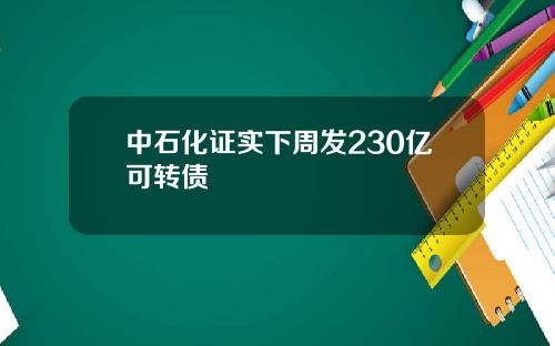 中石化证实下周发230亿可转债