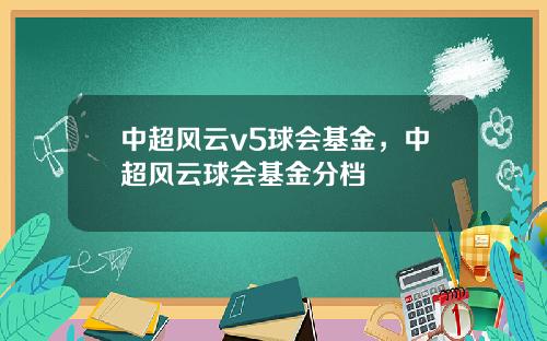 中超风云v5球会基金，中超风云球会基金分档