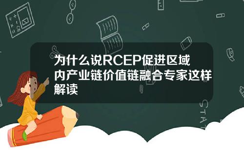 为什么说RCEP促进区域内产业链价值链融合专家这样解读