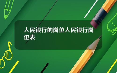 人民银行的岗位人民银行岗位表