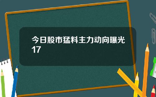 今日股市猛料主力动向曝光17