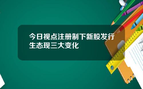 今日视点注册制下新股发行生态现三大变化