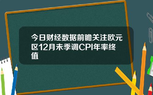 今日财经数据前瞻关注欧元区12月未季调CPI年率终值