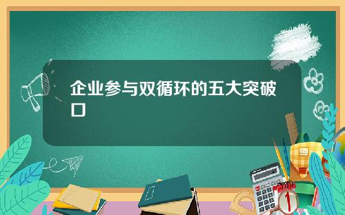 企业参与双循环的五大突破口