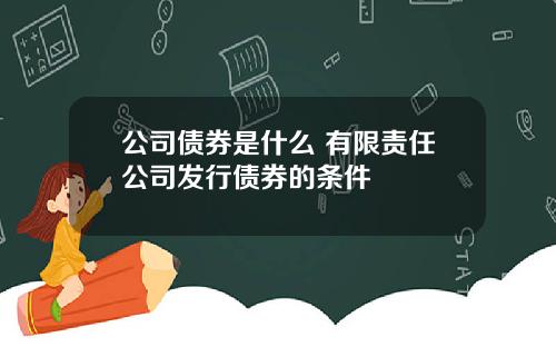 公司债券是什么 有限责任公司发行债券的条件