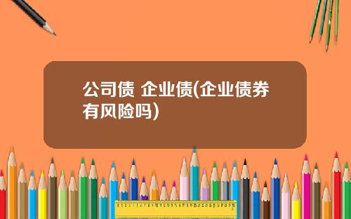 公司债 企业债(企业债券有风险吗)