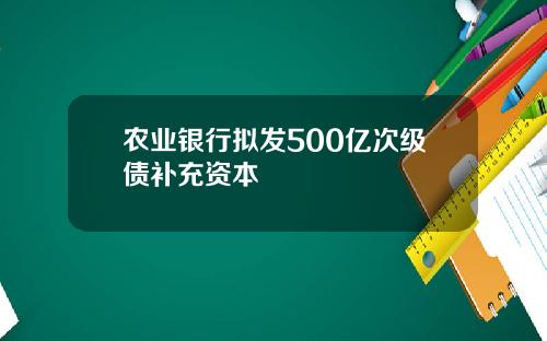 农业银行拟发500亿次级债补充资本