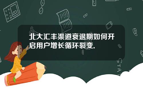 北大汇丰渠道衰退期如何开启用户增长循环裂变.