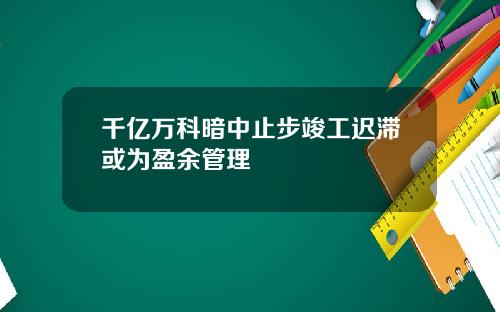 千亿万科暗中止步竣工迟滞或为盈余管理