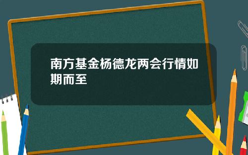 南方基金杨德龙两会行情如期而至