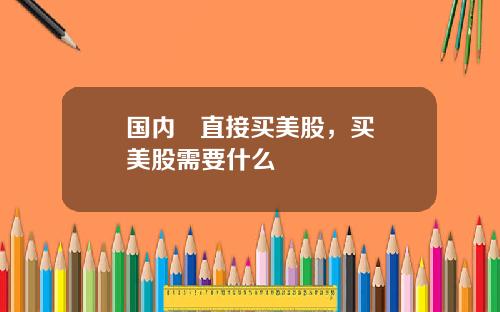 国内   直接买美股，买美股需要什么