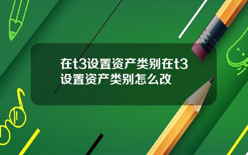 在t3设置资产类别在t3设置资产类别怎么改