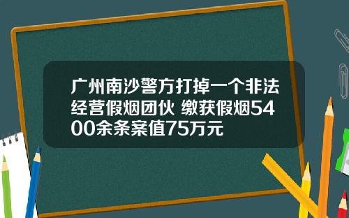 广州南沙警方打掉一个非法经营假烟团伙 缴获假烟5400余条案值75万元