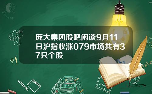 庞大集团股吧闲谈9月11日沪指收涨079市场共有37只个股