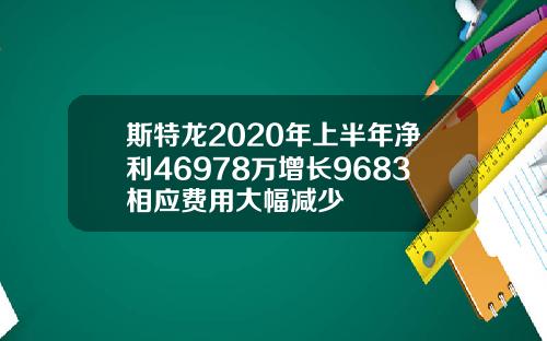 斯特龙2020年上半年净利46978万增长9683相应费用大幅减少