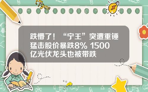 跌懵了！“宁王”突遭重锤猛击股价暴跌8% 1500亿光伏龙头也被带跌