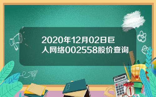 2020年12月02日巨人网络002558股价查询