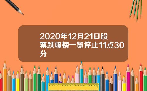 2020年12月21日股票跌幅榜一览停止11点30分