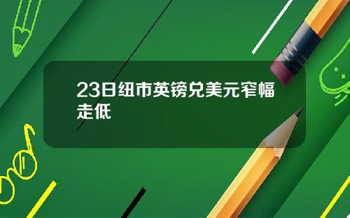 23日纽市英镑兑美元窄幅走低