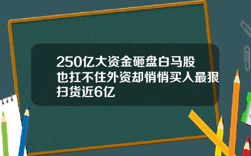 250亿大资金砸盘白马股也扛不住外资却悄悄买入最狠扫货近6亿