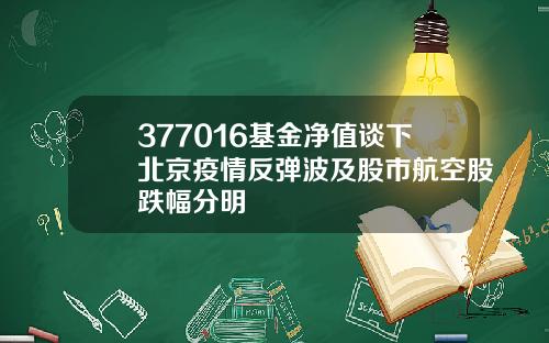 377016基金净值谈下北京疫情反弹波及股市航空股跌幅分明