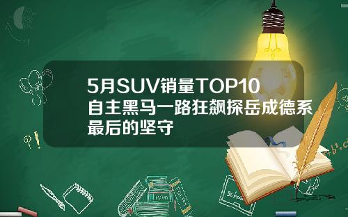 5月SUV销量TOP10自主黑马一路狂飙探岳成德系最后的坚守