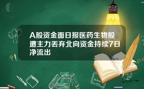 A股资金面日报医药生物股遭主力丢弃北向资金持续7日净流出